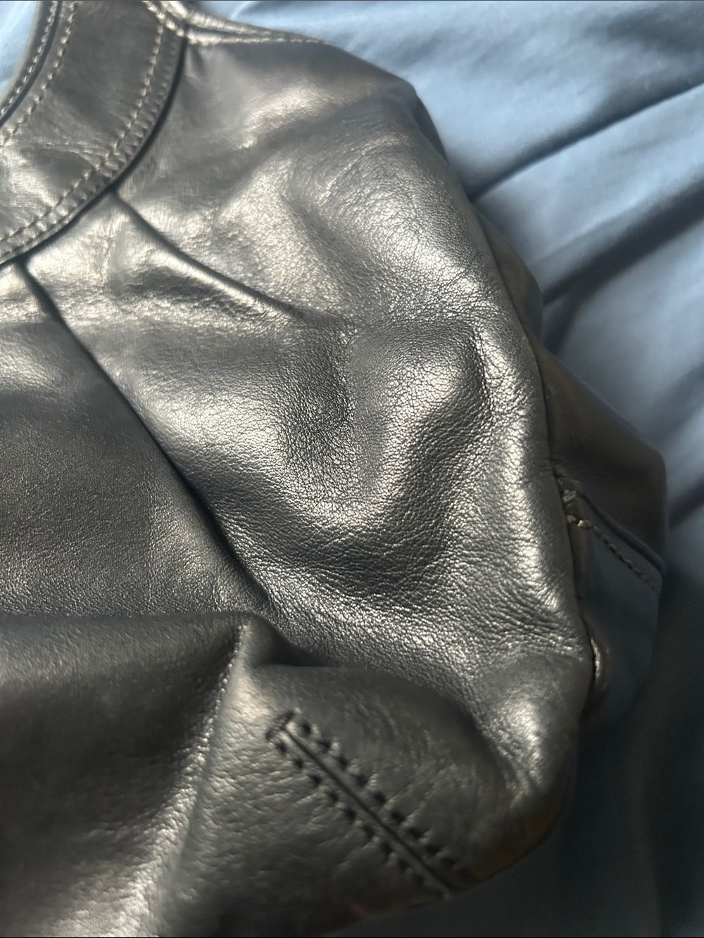 Coach Black Leather Shoulder Bag with Gold Accent - Picture 11 of 14